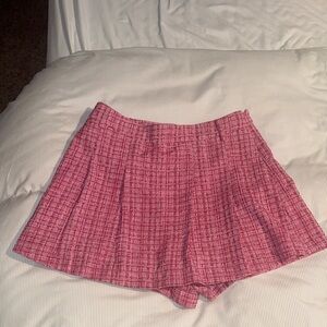 Lulu's Pink Plaid Mini Skirt